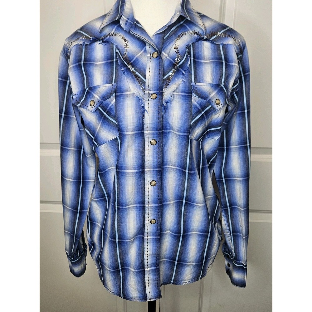 Brooks And Dunn By Panhandle Slim Womens Plaid Western Shirt Pearlsnap Sz Small